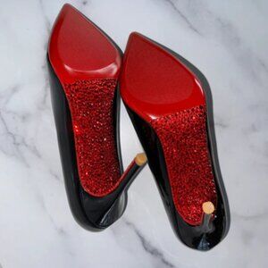 elegant Rhinestone Heels with Signature Red Bottoms-new years sale buy now!